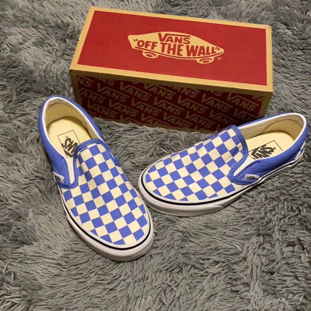 Blue and white vans worn once size 6.5 in women